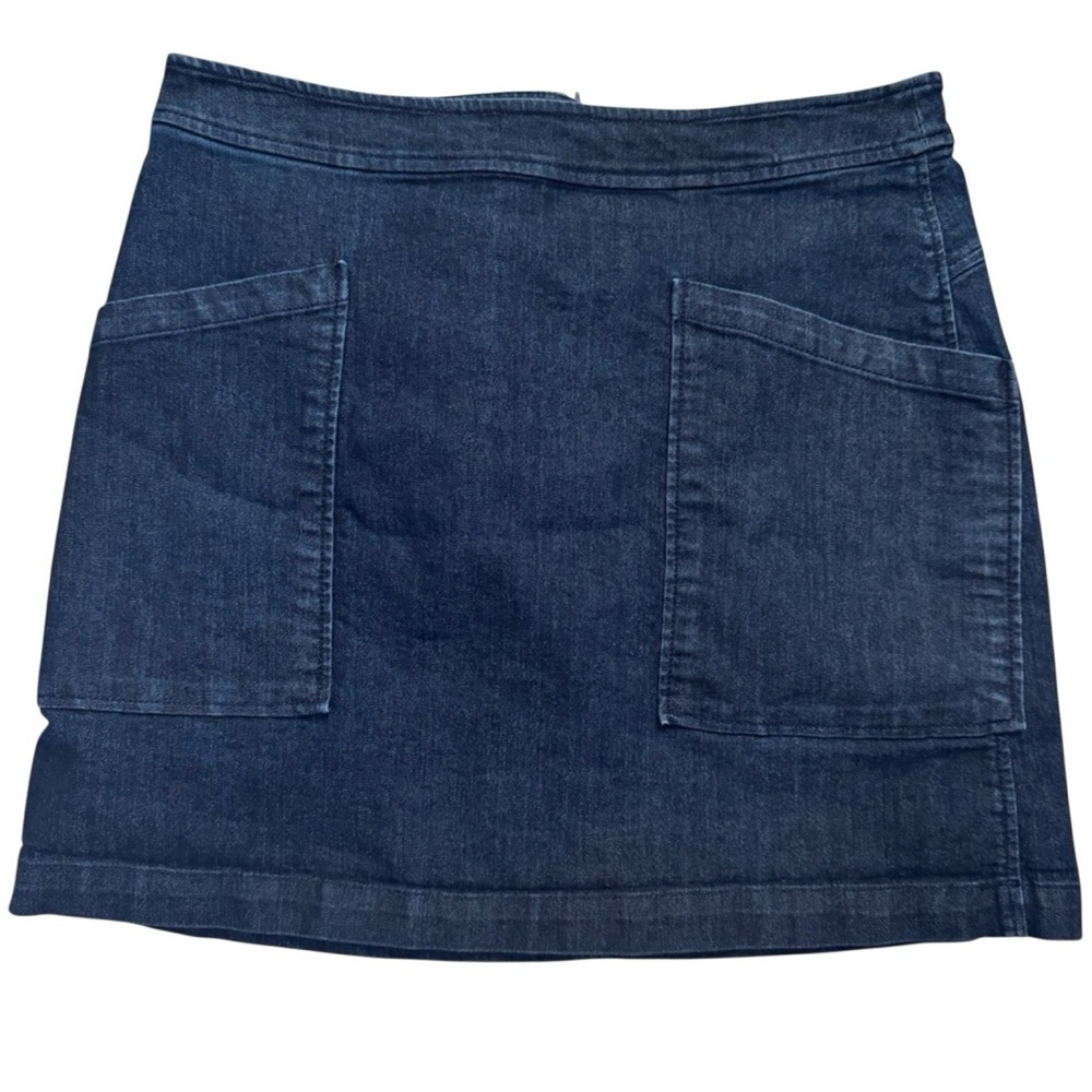 Loft Dark Denim Skirt‎ with Front Pockets, Size 12, Comfort Casual Skirt